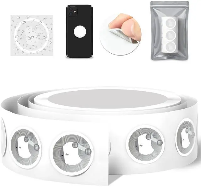 Main image of 100 PCS NFC Tags NTAG215 NFC Stickers Round Cards,RFID Stickers Compatible with TagMo and Amiibo and NFC Enabled Mobile Phones Devices