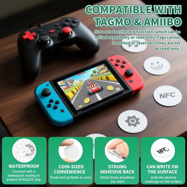 Alt view image 2 of 7 - 100 PCS NFC Tags NTAG215 NFC Stickers Round Cards,RFID Stickers Compatible with TagMo and Amiibo and NFC Enabled Mobile Phones Devices