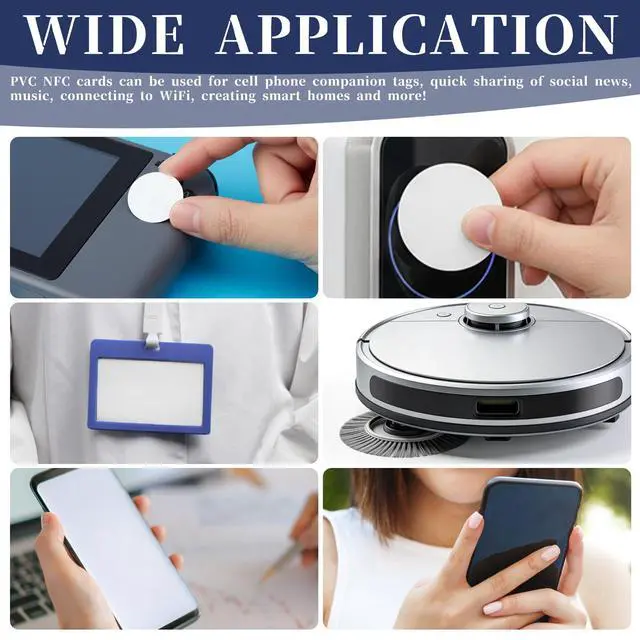 Alt view image 4 of 7 - 50 Pcs Stickers Tags with NTAG215 Chip Cards with Adhesive Back 25mm Coin RFID Tags Rewritable 504 Bytes Memory Suitable for All Enabled Devices and Smartphones (White)