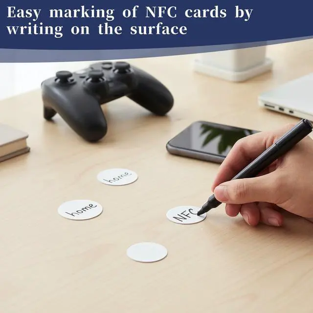 Alt view image 5 of 7 - 50 Pcs Stickers Tags with NTAG215 Chip Cards with Adhesive Back 25mm Coin RFID Tags Rewritable 504 Bytes Memory Suitable for All Enabled Devices and Smartphones (White)