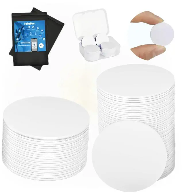 Main image of 70 Pcs NTAG215 NFC Coin Cards, Blank Rewritable Round NFC Tags with Adhesive Back, Programmable NFC Stickers Compatible with TagMo, Amiibo, iOS & Android NFC Phones