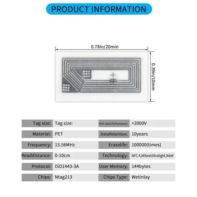 Alt view image 2 of 7 - 50pcs NFC Stickers Blank NTAG213 Tags Rewritable NFC Chip Sticker, Waterproof Adhesive Labels, 13.56MHz 144 Bytes Memory RFID Ta, Compatible with NFC Enabled Devices (50pcs)