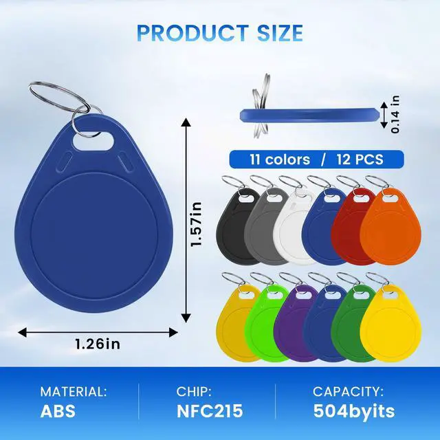 Alt view image 3 of 7 - NFC Tags 215 NFC Keytags Black NFC fob Rewritable NFC 215 Tag NFC Business Card Programmable NFC Tag 504 Bytes MemoryCompatible with Android & iPhones (Black-NTAG215-3#-100PCS)