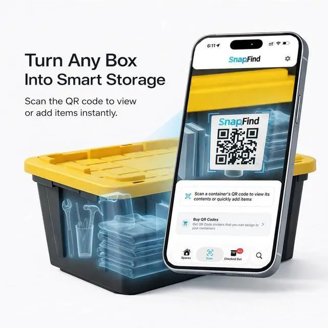 Alt view image 2 of 6 - Smart QR Code Labels AI Auto-Labeling, No Typing! Storage Bins & Moving Containers iOS and Android 48 White Stickers (2.5" x 2.5")