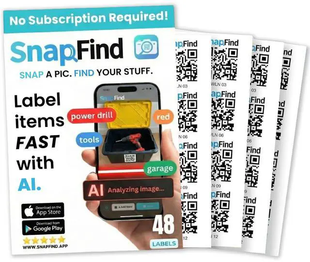 Main image of Smart QR Code Labels AI Auto-Labeling, No Typing! Storage Bins & Moving Containers iOS and Android 48 White Stickers (2.5" x 2.5")