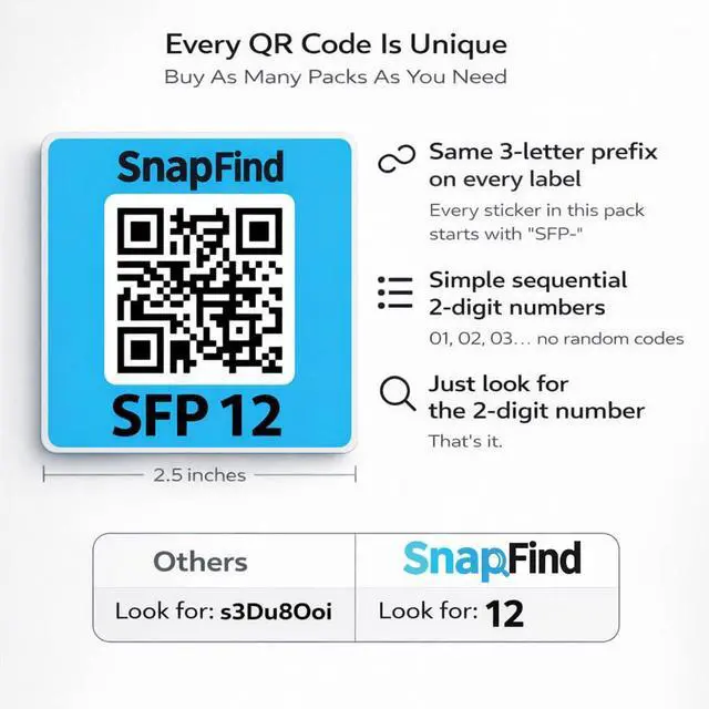 Alt view image 5 of 6 - Smart QR Code Labels AI Auto-Labeling, No Typing! Storage Bins & Moving Containers iOS and Android 48 White Stickers (2.5" x 2.5")