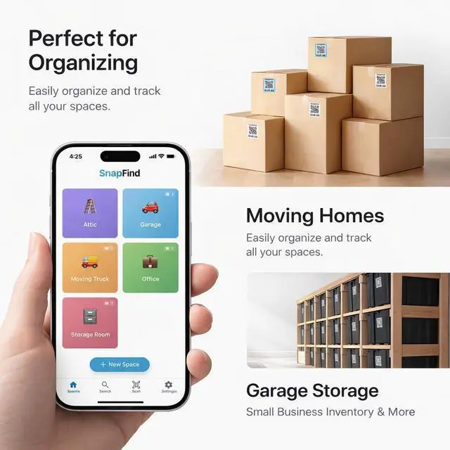 Alt view image 6 of 6 - Smart QR Code Labels AI Auto-Labeling, No Typing! Storage Bins & Moving Containers iOS and Android 48 White Stickers (2.5" x 2.5")