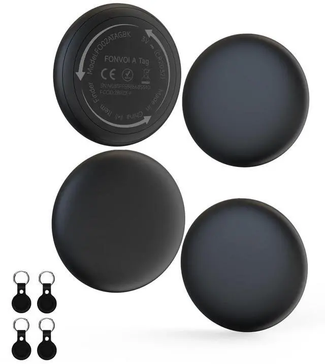 Main image of 2026 New Air Tags-4 packApple MFi CertifiedSmart Bluetooth Tracker 4 Pack (iOS Only),Item Locator Works with Find My,Replaceable Battery Key Finder for Keys,Bags,Luggage,Wallet (Black, A Tag 4Pack)