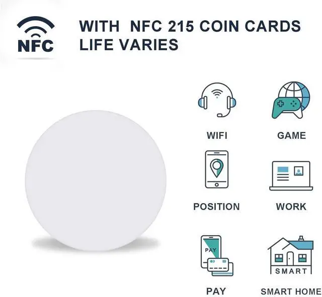 Alt view image 6 of 7 - 50pcs NFC Tags NTAG215 NFC Cards Blank NFC Chips NFC 215 Tag Rewritable NFC Tag, 504 Bytes Memory Compatible with NFC Enabled Phones (25mm)