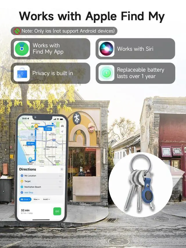 Alt view image 6 of 7 - 2026 New Air Tags-4 packApple MFi CertifiedSmart Bluetooth Tracker 4 Pack (iOS Only),Item Locator Works with Find My,Replaceable Battery Key Finder for Keys,Bags,Luggage,Wallet (Black, A Tag 4Pack)