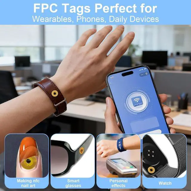 Alt view image 4 of 7 - 14 Pcs NTAG215 FPC Flexible NFC Tags, 10mm Round Heat Resistant Waterproof Programmable Stickers, Adhesive Mini RFID Labels for Nail Decor, Smartphones, Wearables & Home Automation