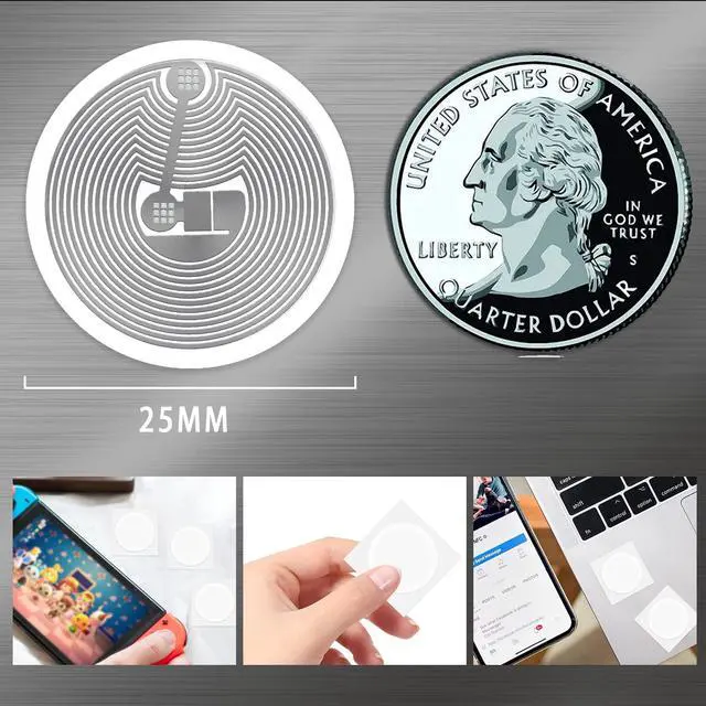 Alt view image 3 of 7 - 20PCS NTAG216 NFC Tag Stickers, Rewritable 216 Labels 25mm (1inch) Round, 13.56MHz RFID Tag 888 Bytes of Memory