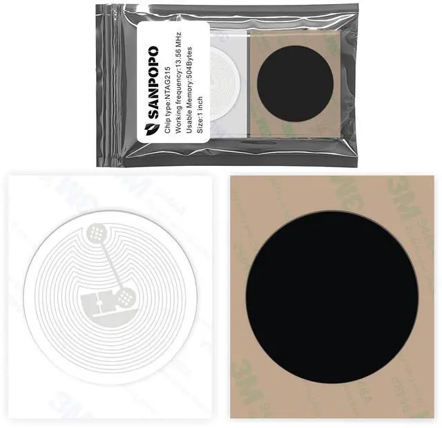 Main image of 20Pcs Anti-Metal NFC Tags NTAG215 Stickers Work On Metal 25mm(1 inch) NFC Tag 504 Bytes MemoryWork Perfectly All NFC-Enabled Cell Phones & Devices