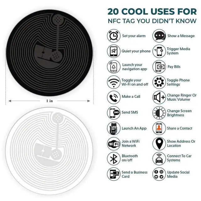 Alt view image 5 of 7 - 20Pcs Anti-Metal NFC Tags NTAG215 Stickers Work On Metal 25mm(1 inch) NFC Tag 504 Bytes MemoryWork Perfectly All NFC-Enabled Cell Phones & Devices