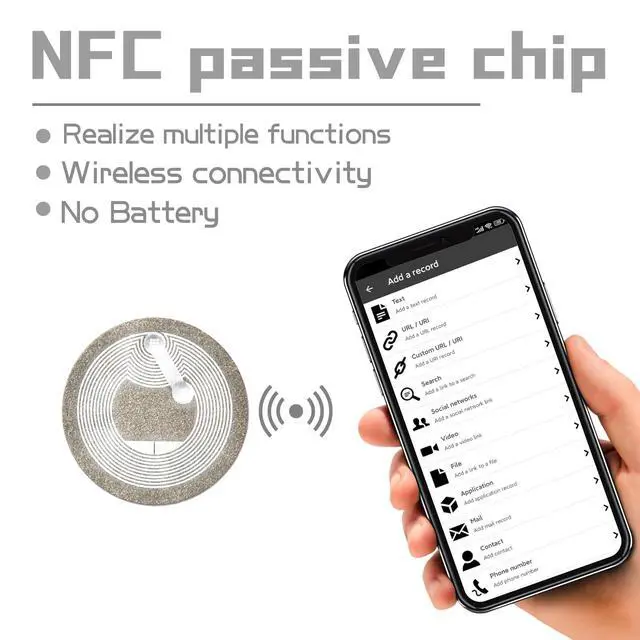 Alt view image 5 of 6 - 100pcs Anti-Metal NFC Sticker Tags Ntag213 on-Metal NFC Tags Adhesive Labels with Rewritable 144 Bytes Memory, Work with All NFC-Enabled Cell Phones &Devices (100)