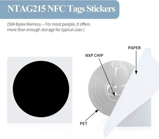 Alt view image 3 of 7 - 30pc Black NFC Sticker Round (25mm/1in) NFC Tags Programming Compatible Android Devices