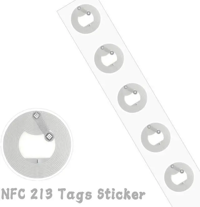 Main image of 60pcs Ntag213 NFC Tags, 25mm Round NFC Sticker Tags Adhesive, 144 Bytes Memory, Use for Smart Home Automation, Social Sharing, Product Launch, Inventory Tracking (White, 60pcs)