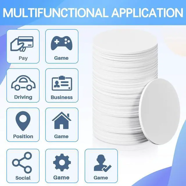 Alt view image 4 of 7 - 100 Pcs NFC 215 Round Cards with 100 Coin Card Protector Case Programmable 25mm Blank NFC215 Coin Tags Compatible with Most NFC Phones and Devices, with Large Storage Box(White)