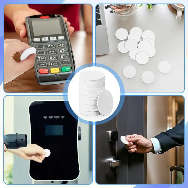 Alt view image 5 of 7 - 100 Pcs NFC 215 Round Cards with 100 Coin Card Protector Case Programmable 25mm Blank NFC215 Coin Tags Compatible with Most NFC Phones and Devices, with Large Storage Box(White)