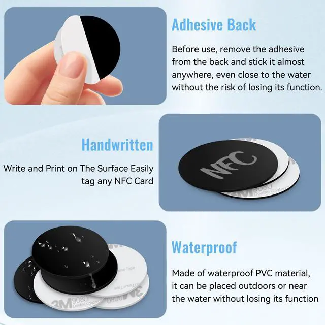 Alt view image 2 of 7 - 30 Pieces NFC Tags Black NTAG215 NFC 215 Tags NFC Coins Cards Black NFC Stickers Round 13.56MHz NFC Chip with Adhesive Back, Compatible with TagMo and NFC Enabled Phones