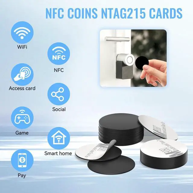 Alt view image 4 of 7 - 30 Pieces NFC Tags Black NTAG215 NFC 215 Tags NFC Coins Cards Black NFC Stickers Round 13.56MHz NFC Chip with Adhesive Back, Compatible with TagMo and NFC Enabled Phones