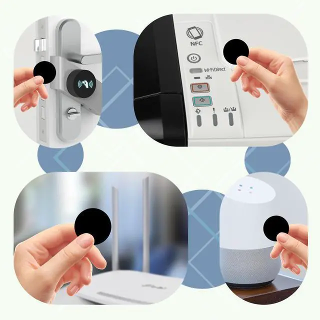 Alt view image 7 of 7 - 30 Pieces NFC Tags Black NTAG215 NFC 215 Tags NFC Coins Cards Black NFC Stickers Round 13.56MHz NFC Chip with Adhesive Back, Compatible with TagMo and NFC Enabled Phones