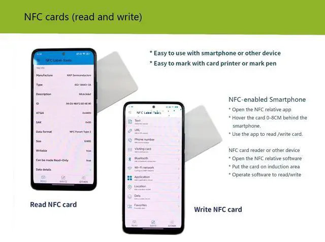 Alt view image 5 of 6 - NTAG215 NFC Cards, White, 40 pcs, Printable & Programmable