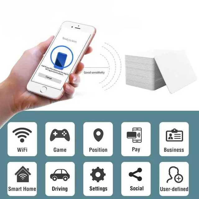 Alt view image 5 of 7 - 100 pcs NFC Cards Blank NFC Tags NTAG215 NFC 215 White NFC Cards Rewritable 504 Bytes Memory Work Perfectly with All NFC-Enabled Devices