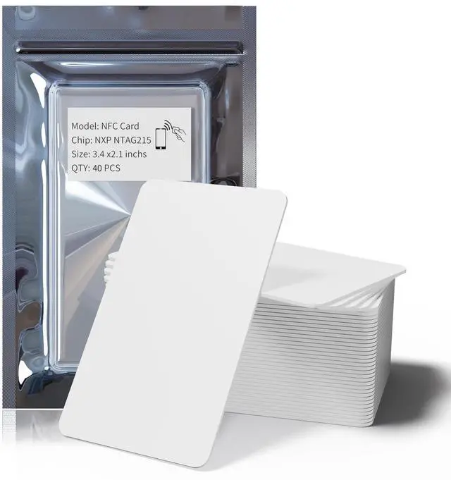 Main image of 40PCS NFC Tags NTAG215 Chip NFC Cards, Key Tags, Programmable NFC 215 Tag Writable iOS Card CR80, 504 Bytes of Memory Compatible with Android and All NFC Enabled Devices