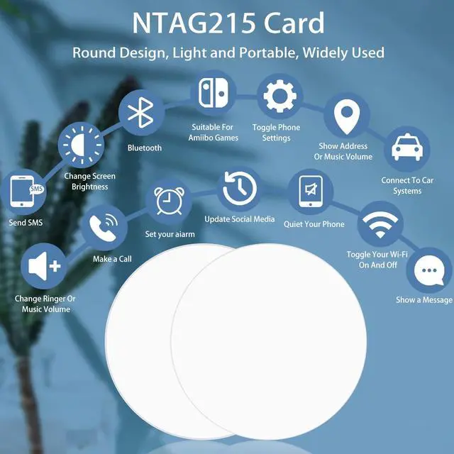 Alt view image 6 of 7 - 50pcs NFC Tags NFC Coins Cards Ntag215, Blank Rewritable NFC Tag NFC Cards Round NFC Chip 25mm, Compatible with Tagmo and NFC Enabled Mobile Phones and Devices