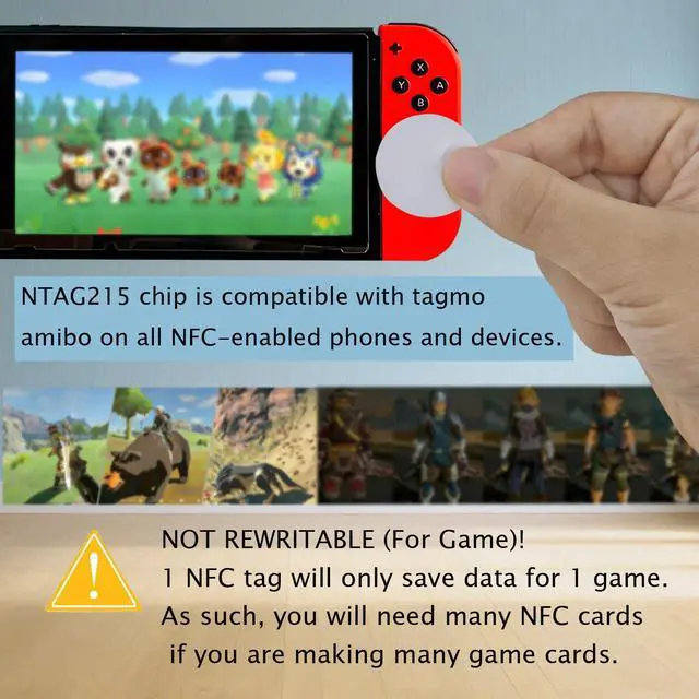 Alt view image 3 of 7 - 50pcs NFC 215 Tags Stickers, Blank Rewritable NTAG215, Game Character Cards with Adhesive Back, 504 Bytes Memory Compatible with TagMo & NFC Enabled Smart Phones Devices, (25 mm/ 1 Inch)