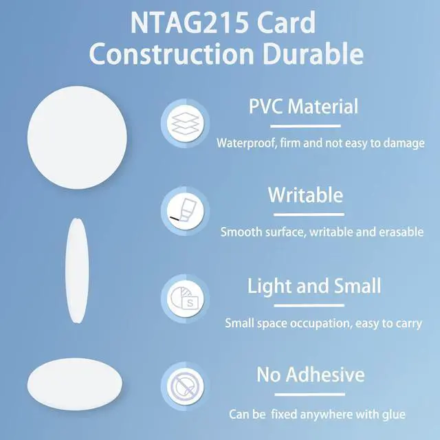 Alt view image 2 of 7 - 50pcs NFC Tags NFC Coins Cards Ntag215, Blank Rewritable NFC Tag NFC Cards Round NFC Chip 25mm, Compatible with Tagmo and NFC Enabled Mobile Phones and Devices