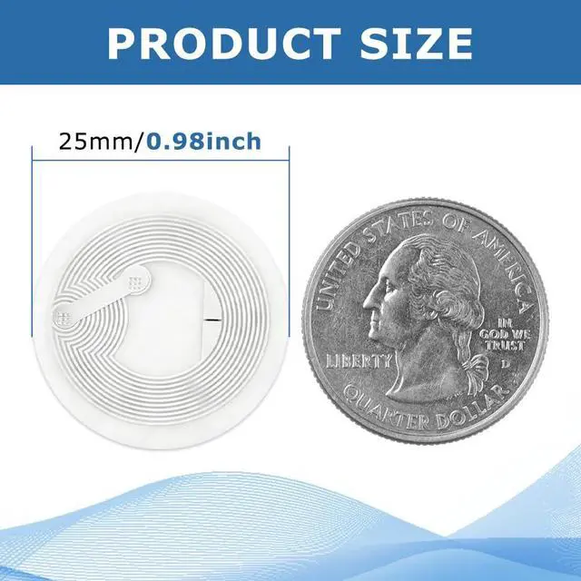 Alt view image 2 of 7 - 60 PCS NFC Tags Sticker with Tag215 Blank Chips Adhesive Labels, 25mm Rewritable Round NFC Chip for All NFC-Enabled Devices and Smartphones