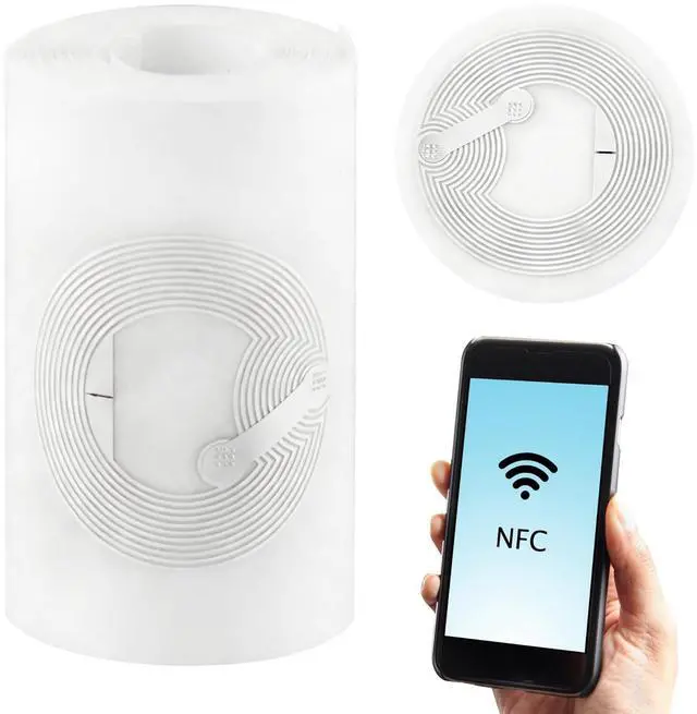 Main image of 60 PCS NFC Tags Sticker with Tag215 Blank Chips Adhesive Labels, 25mm Rewritable Round NFC Chip for All NFC-Enabled Devices and Smartphones