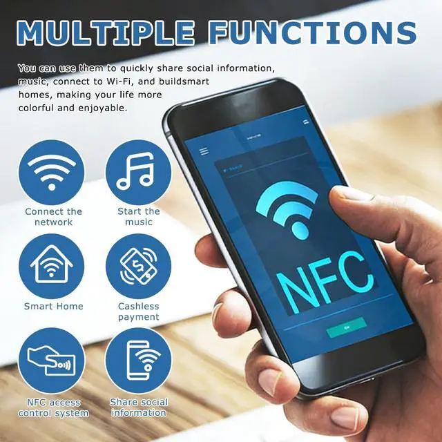 Alt view image 4 of 7 - 60 PCS NFC Tags Sticker with Tag215 Blank Chips Adhesive Labels, 25mm Rewritable Round NFC Chip for All NFC-Enabled Devices and Smartphones