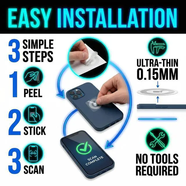 Alt view image 4 of 7 - NFC Tags Sticker with NTAG215 Blank Chips NFC Stickers Adhesive Labels RFID Tags Rewritable Memory Compatible with NFC-Enabled Smartphones and Devices (Tag215-25PCS)