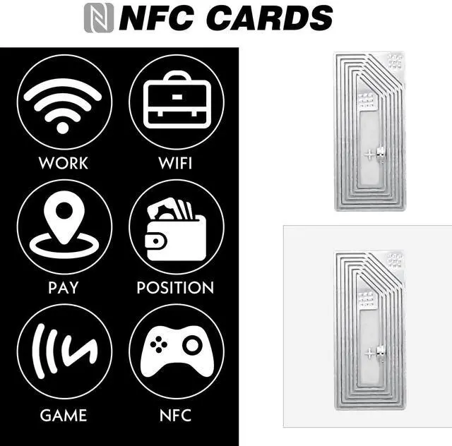 Alt view image 3 of 7 - 100 Pcs NFC Tags Stickers with NTAG213 Chip Blank Programmable NFC Sticker Rewritable Adhesive Labels RFID Tags 144 Bytes Memory