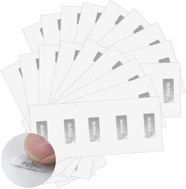 Main image of 100 Pcs NFC Tags Stickers with NTAG213 Chip Blank Programmable NFC Sticker Rewritable Adhesive Labels RFID Tags 144 Bytes Memory