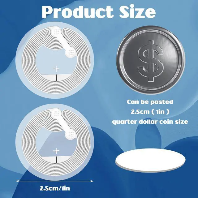 Alt view image 2 of 7 - 100 Pcs NFC Stickers Ntag215 Programmable NFC Tags Sticker Rewritable RFID Stickers 504 Bytes Memory Adhesive Labels Compatible with NFC-Enableds