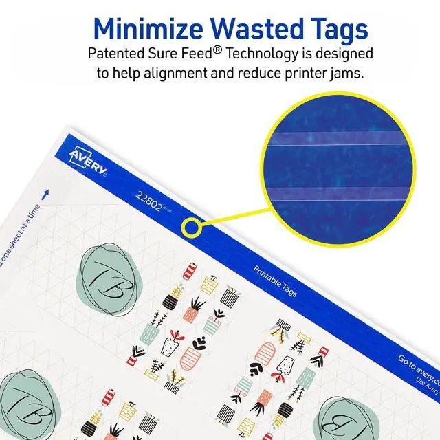 Alt view image 4 of 7 - Blank Printable Tags, Sure Feed Technology, 2" x 3.5", White, 96 Customizable Tags with String, Great for Branding, Gift Tags, Price Tags, and More (22802)