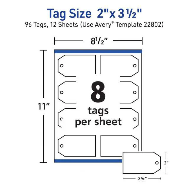 Alt view image 6 of 7 - Blank Printable Tags, Sure Feed Technology, 2" x 3.5", White, 96 Customizable Tags with String, Great for Branding, Gift Tags, Price Tags, and More (22802)