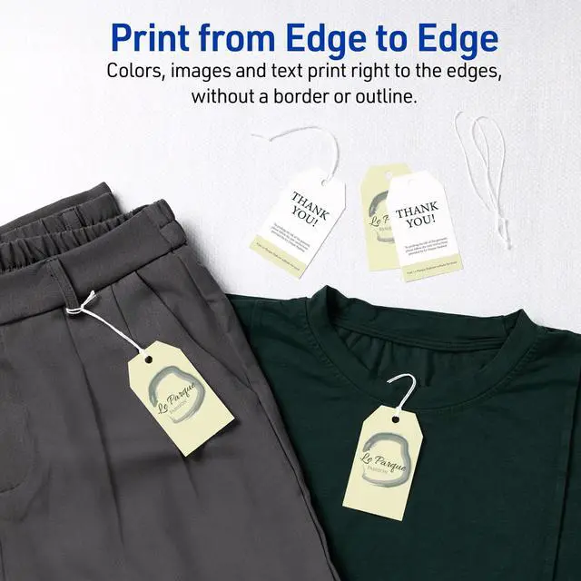 Alt view image 5 of 7 - Blank Printable Tags, Sure Feed Technology, 2" x 3.5", White, 96 Customizable Tags with String, Great for Branding, Gift Tags, Price Tags, and More (22802)