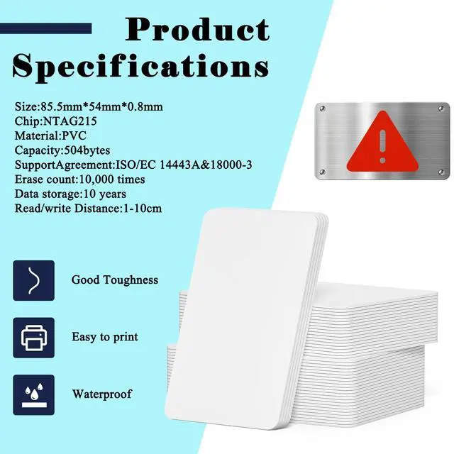 Alt view image 3 of 7 - 100pcs NFC Cards NTAG215 NFC Tags Programmable NFC Card NFC Business Card NFC 215 Rewritable NFC Tags iPhone Compatible with NFC Enabled Mobile Phones & Devices