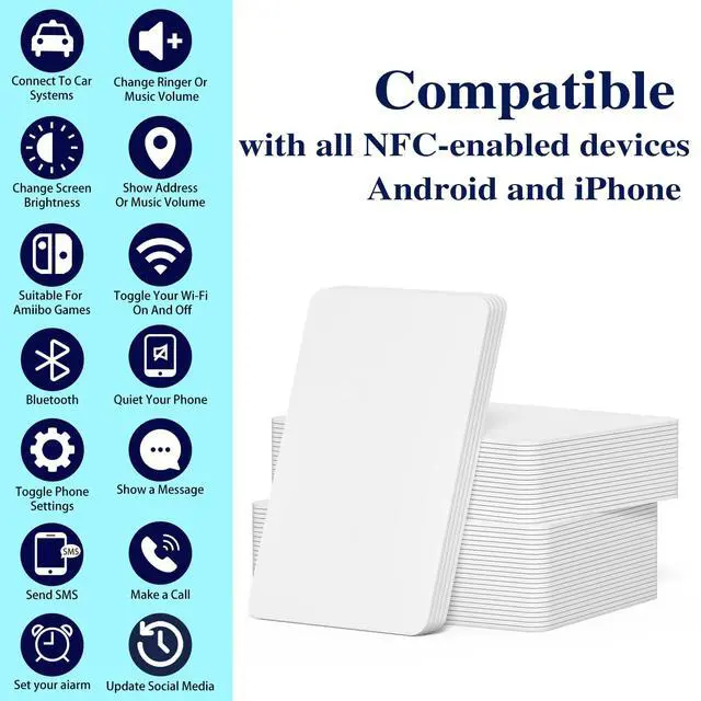 Alt view image 4 of 7 - 100pcs NFC Cards NTAG215 NFC Tags Programmable NFC Card NFC Business Card NFC 215 Rewritable NFC Tags iPhone Compatible with NFC Enabled Mobile Phones & Devices