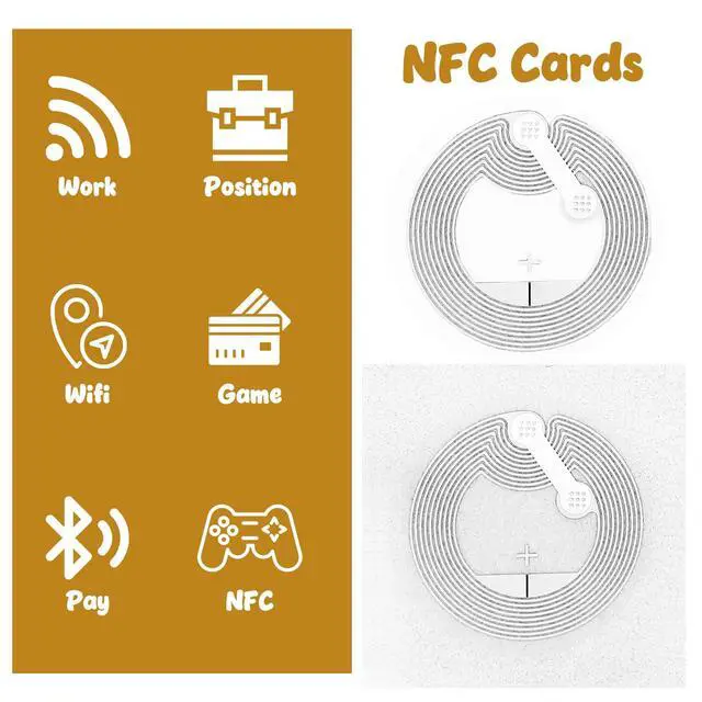 Alt view image 3 of 7 - 200 Pcs NFC Tags Sticker Ntag216 NFC Stickers Programmable Rewritable RFID Sticker 888 Bytes Memory Adhesive Labels Compatible with NFC Enabled Smartphones and Devices