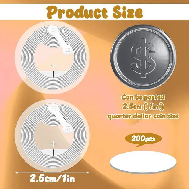 Alt view image 2 of 7 - 200 Pcs NFC Tags Sticker Ntag216 NFC Stickers Programmable Rewritable RFID Sticker 888 Bytes Memory Adhesive Labels Compatible with NFC Enabled Smartphones and Devices