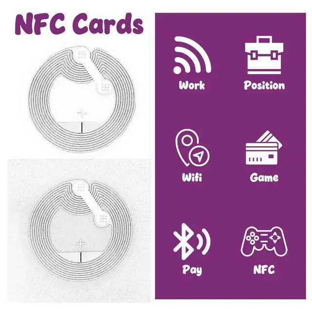 Alt view image 3 of 7 - 100 Pcs NFC Stickers Ntag216 Programmable NFC Tags Sticker Rewritable RFID Sticker 888 Bytes Memory Adhesive Labels Compatible with NFC Enabled Smartphones and Devices