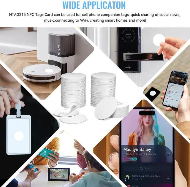 Alt view image 5 of 7 - 30 pcs Ntag215 NFC 215 Stickers Tag Rewritable Coins Cards Round with Adhesive Back Compatible with Android and NFC Enabled Mobile Phones, White
