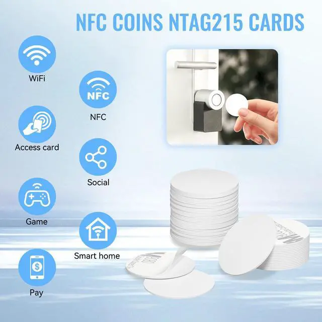 Alt view image 6 of 7 - 30 pcs Ntag215 NFC 215 Stickers Tag Rewritable Coins Cards Round with Adhesive Back Compatible with Android and NFC Enabled Mobile Phones, White