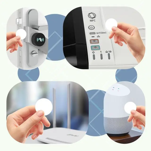 Alt view image 7 of 7 - 30 pcs Ntag215 NFC 215 Stickers Tag Rewritable Coins Cards Round with Adhesive Back Compatible with Android and NFC Enabled Mobile Phones, White